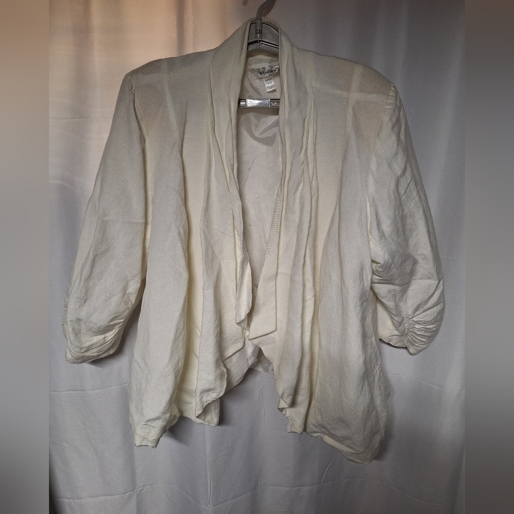 Dressbarn Ivory Open Front Waterfall Cardigan